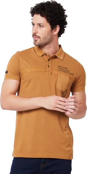 Spykar Striped Men Polo Neck Multicolor T-Shirt