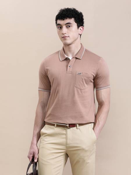 CROCODILE Solid Men Polo Neck Brown T-Shirt