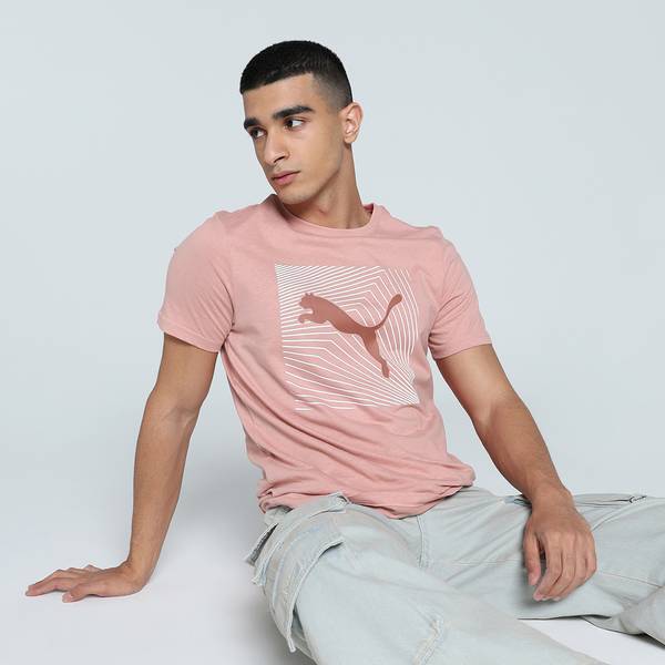 PUMA Graphic Print Men Crew Neck Pink T-Shirt