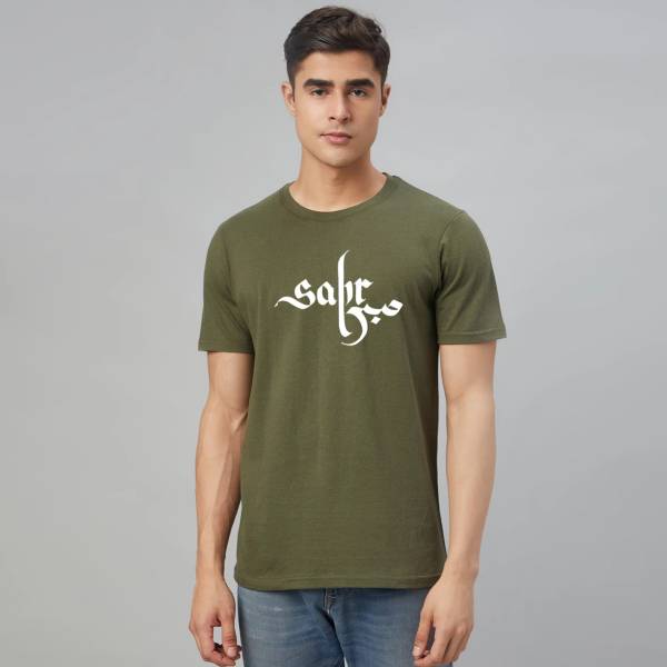 WOLDER Typography Men Round Neck Green T-Shirt