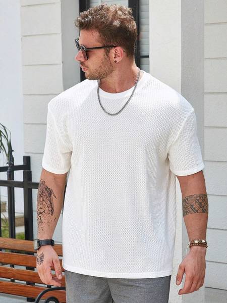 Fashion And Youth Solid Men Round Neck White T-Shirt
