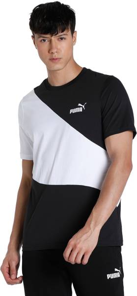 PUMA Colorblock Men Crew Neck Black T-Shirt