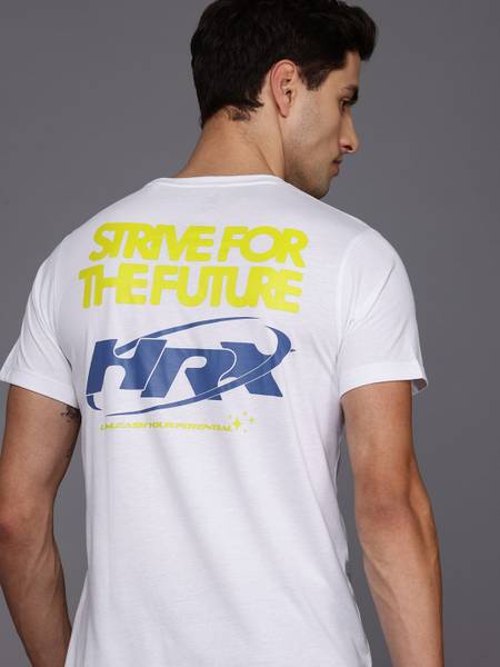 HRX by Hrithik Roshan Printed Men Round Neck White T-Shirt