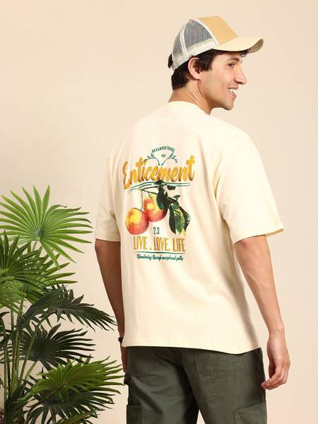 Mast & Harbour Printed Men Round Neck White T-Shirt