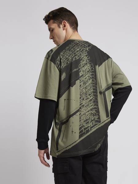 Pepe Jeans Graphic Print Men Crew Neck Green T-Shirt