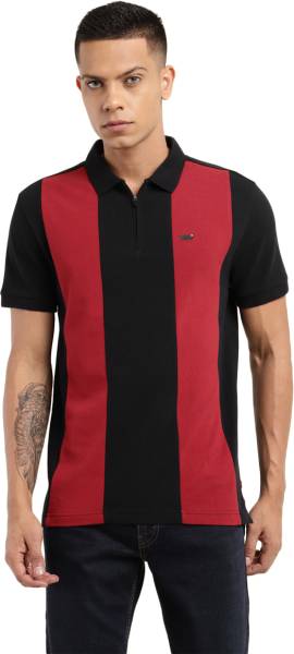 LEVI'S Colorblock Men Polo Neck Black T-Shirt