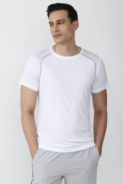 PETER ENGLAND Solid Men Round Neck White T-Shirt