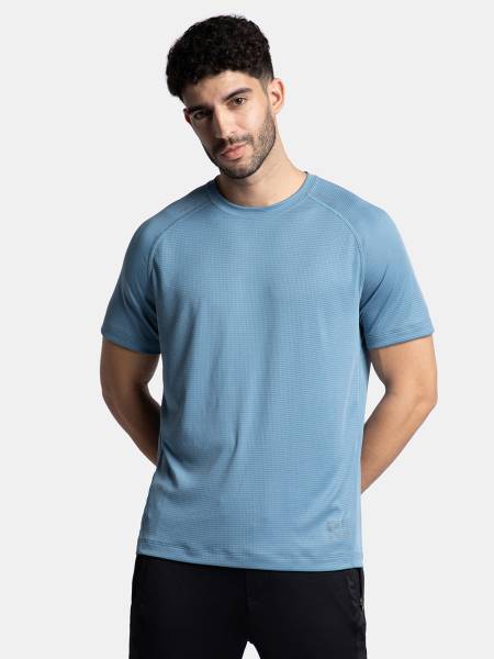 JOCKEY Solid Men Round Neck Blue T-Shirt