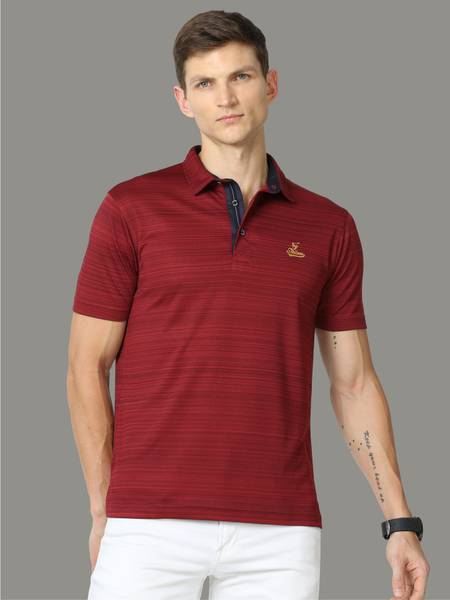 Stellers Solid Men Polo Neck Maroon T-Shirt