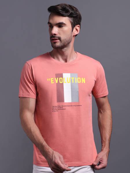 METRONAUT Printed Men Round Neck Pink T-Shirt