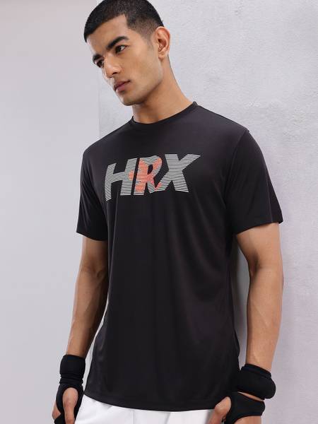 HRX by Hrithik Roshan Printed Men Round Neck Black T-Shirt