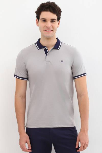 Allen Solly Solid Men Polo Neck Grey T-Shirt