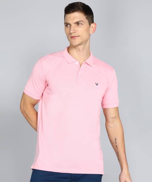 Allen Solly Solid Men Polo Neck Pink T-Shirt
