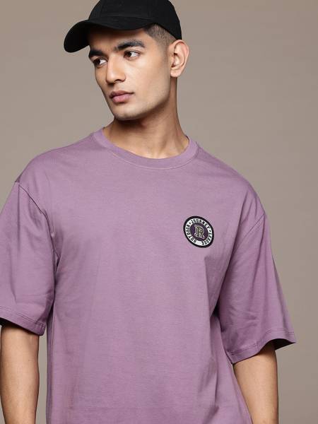 Roadster Solid Men Round Neck Purple T-Shirt