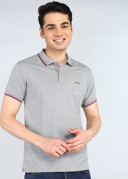 Pepe Jeans Solid Men Polo Neck Grey T-Shirt