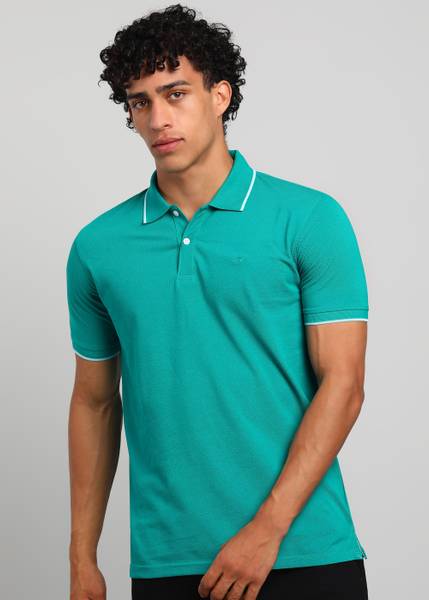 PARK AVENUE Solid Men Polo Neck Light Green T-Shirt