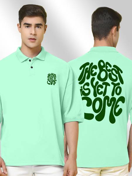 FTX Printed Men Polo Neck Light Green T-Shirt