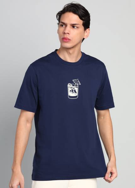 ADIDAS Graphic Print Men Round Neck Blue T-Shirt