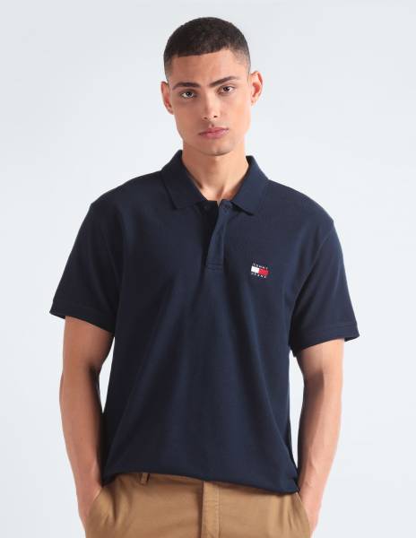 TOMMY HILFIGER Solid Men Round Neck Blue T-Shirt