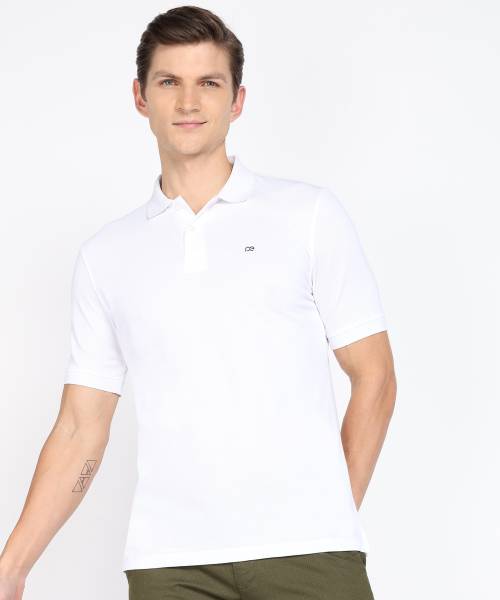 PETER ENGLAND Solid Men Polo Neck White T-Shirt