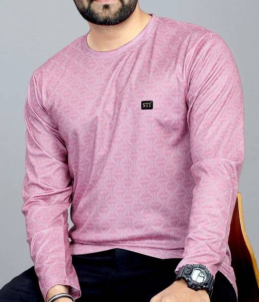 sti Printed Men Round Neck Pink T-Shirt