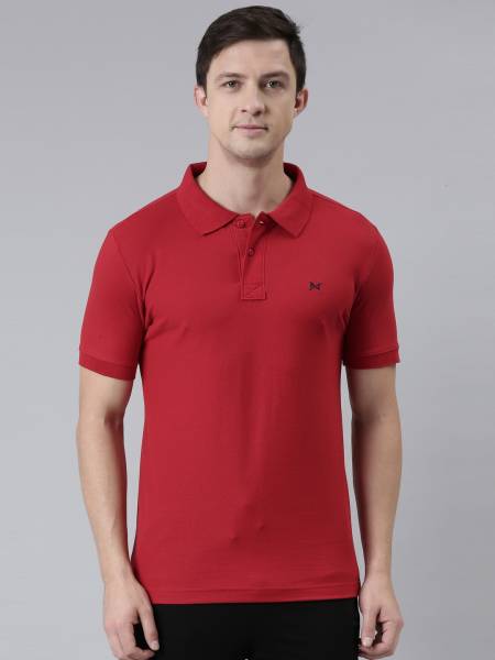 Force NXT Solid Men Polo Neck Red T-Shirt