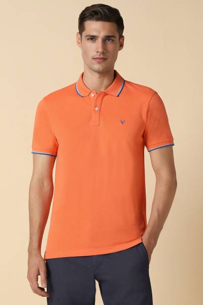 Allen Solly Solid Men Polo Neck Orange T-Shirt