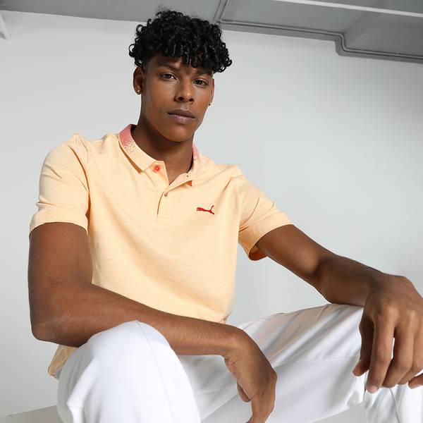 PUMA Solid Men Polo Neck Orange T-Shirt