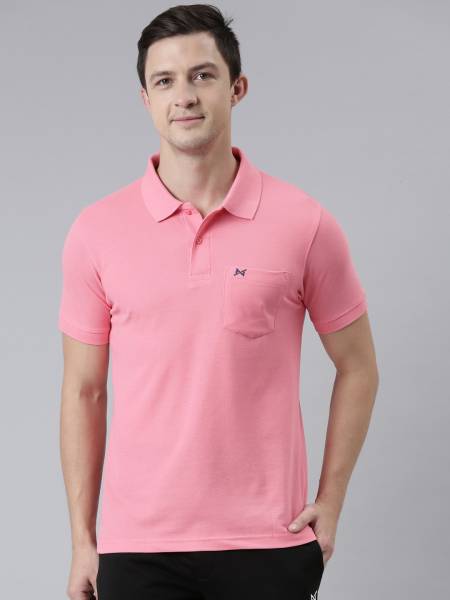 Force NXT Solid Men Polo Neck Pink T-Shirt