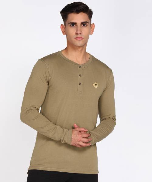 PETER ENGLAND Solid Men Round Neck Brown T-Shirt