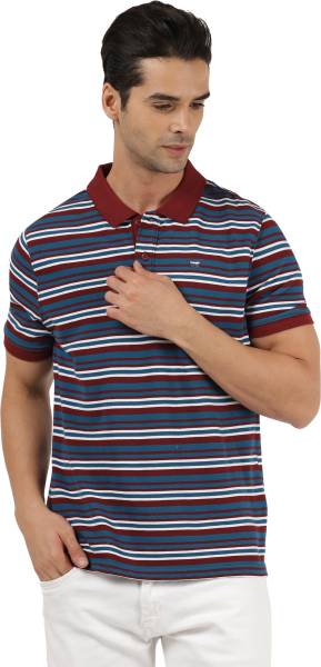 Wrangler Striped Men Polo Neck Multicolor T-Shirt