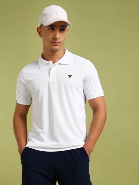 TECHNOSPORT Solid Men Polo Neck White T-Shirt