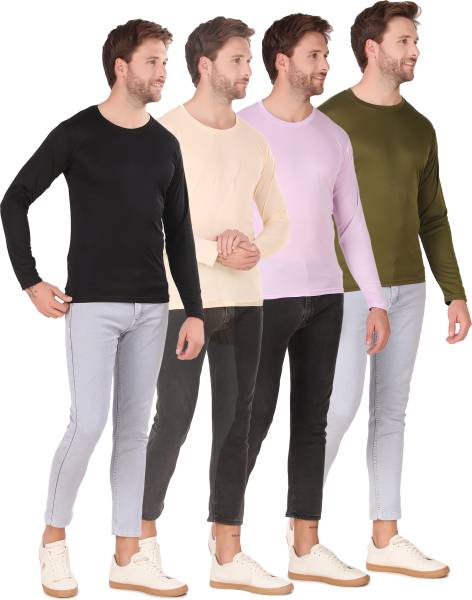 Aru Fashion Solid Men Round Neck Multicolor T-Shirt