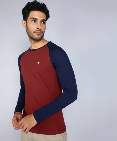 WROGN Colorblock Men Round Neck Red T Shirt Price History