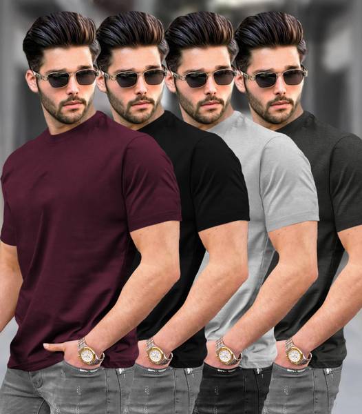TRIPR Solid Men Round Neck Multicolor T-Shirt