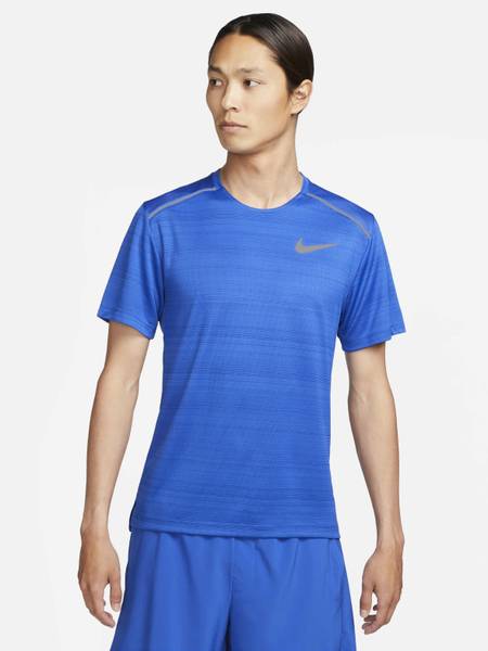 NIKE Solid Men Round Neck Blue T-Shirt