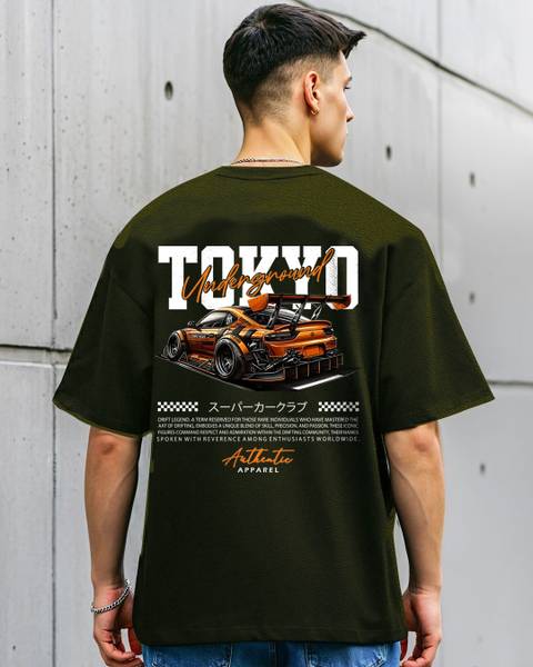 FastColors Printed Men Round Neck Dark Green T-Shirt