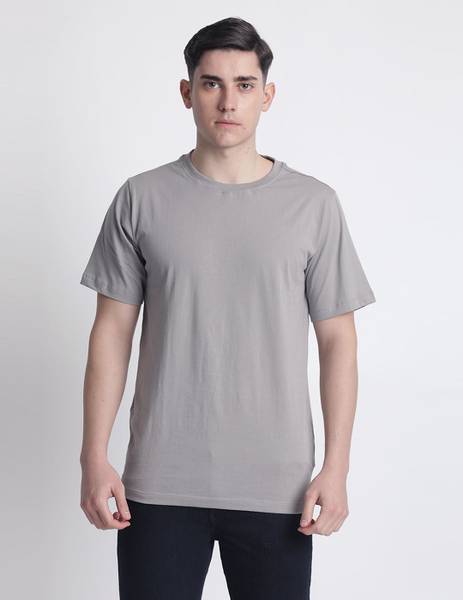 IVOC Solid Men Round Neck Grey T-Shirt