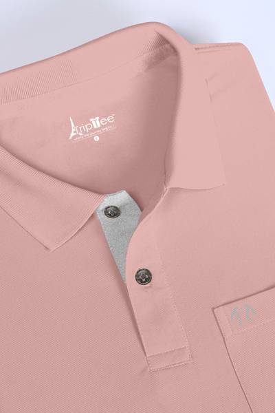 Triptee Solid Men Polo Neck Pink T-Shirt