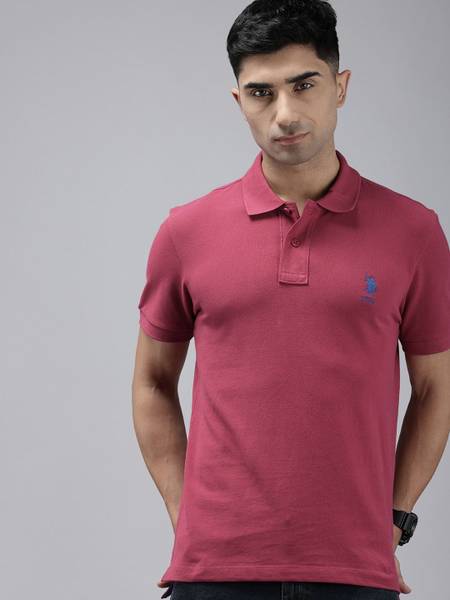U.S. POLO ASSN. Solid Men Polo Neck Brown T-Shirt