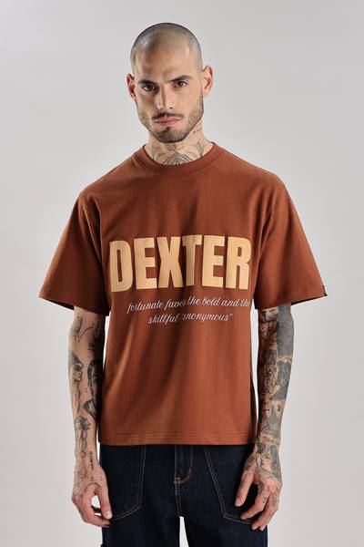 DOPEANDDROP Graphic Print Men Crew Neck Brown T-Shirt