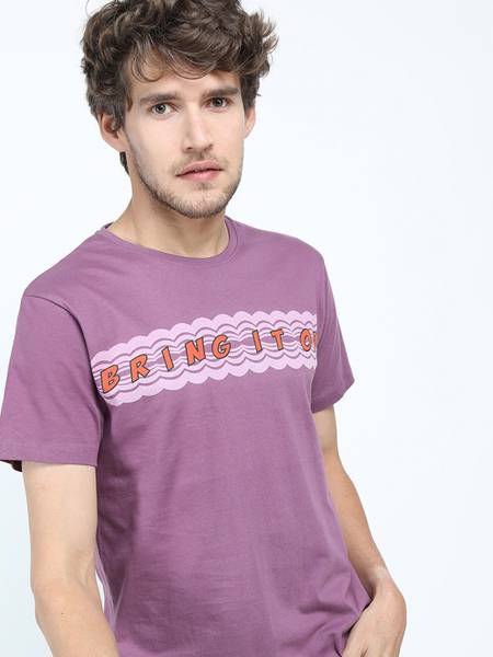 LOCOMOTIVE Printed Men Round Neck Purple T-Shirt