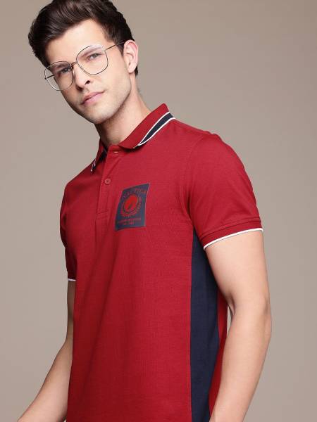 NAUTICA Printed Men Polo Neck Red T-Shirt