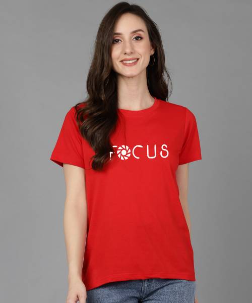 Adyavastram Typography Women Round Neck Black T-Shirt