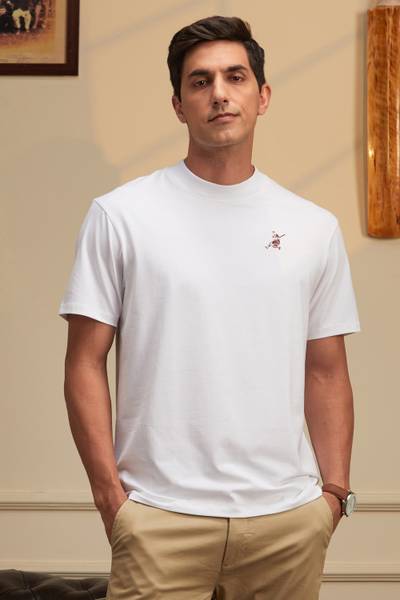 PETER ENGLAND Graphic Print Men Crew Neck White T-Shirt