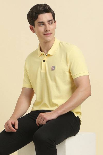 Allen Solly Solid Men Polo Neck Yellow T-Shirt