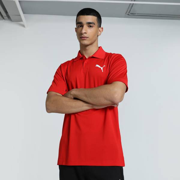 PUMA Solid Men Polo Neck Red T-Shirt