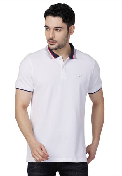 KILLER Solid Men Polo Neck White T-Shirt