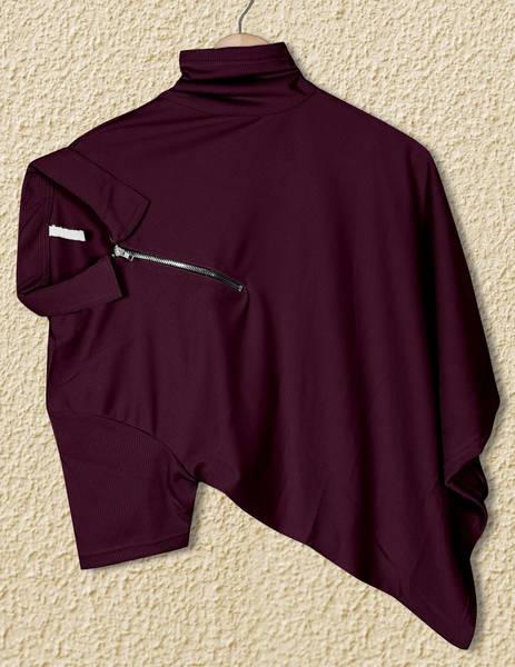 METRONAUT Solid Men Polo Neck Purple T-Shirt