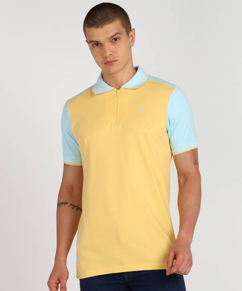 KILLER Colorblock Men Polo Neck Yellow T-Shirt